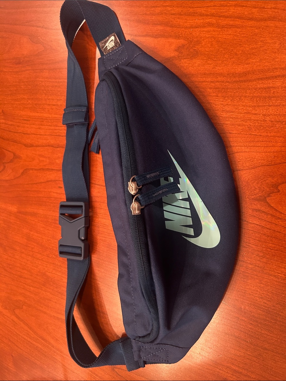 Nike Heritage teal Fanny Pack with Iridescent Swoosh